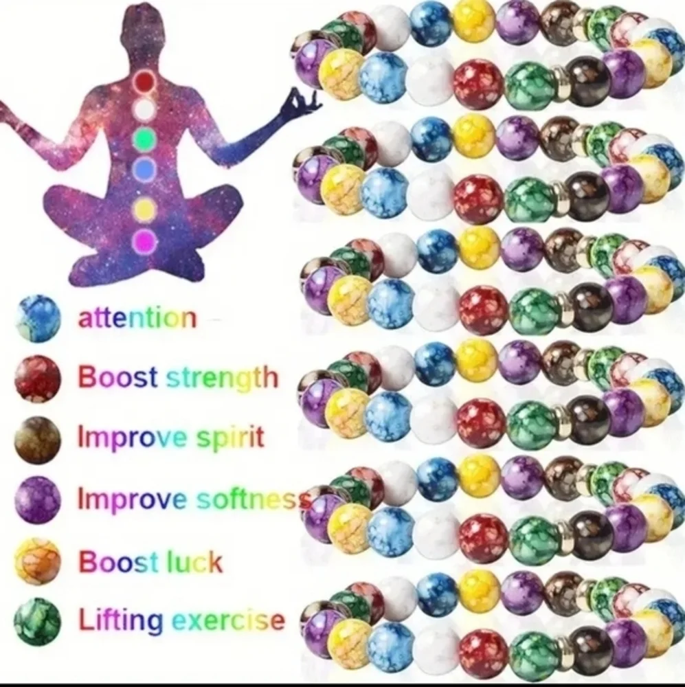 Seven Chakra Crystal Energy and Healing Natural‎ Stone Bracelet